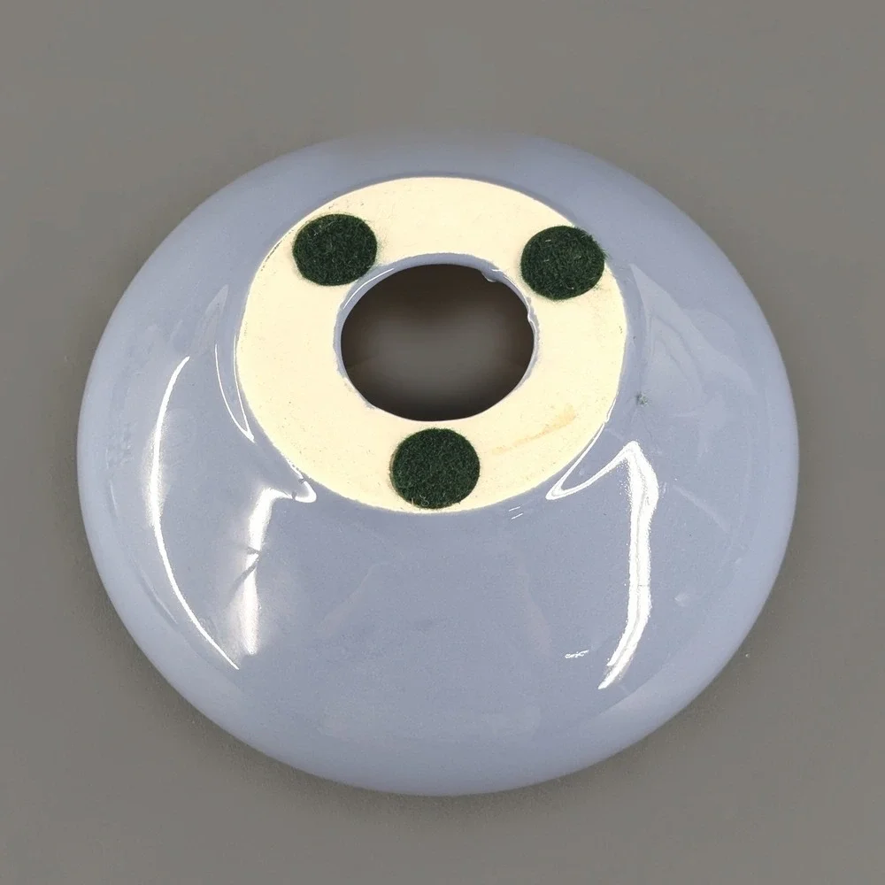 Blue Ceramic Taper Candle Holder Round Bulbous Glossy Periwinkle Glaze